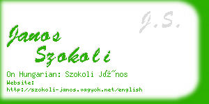 janos szokoli business card